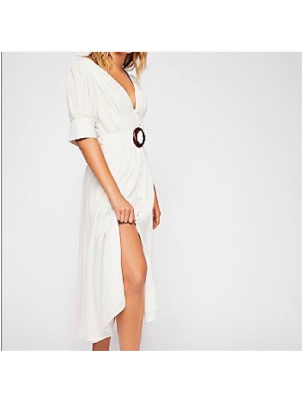 Free People heart this belted button down ivory midi dress